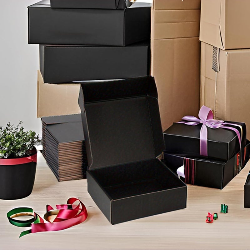 DUZCLI Small Shipping Boxes 10x8x3 Inches – Black Corrugated Cardboard Boxes (20-Pack) for Mailing, Packing, Small Business & Gift Packaging - Recyclable & Sturdy - Image 4